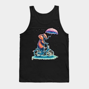 An elephant on a bicycle, holding an umbrella. Tank Top